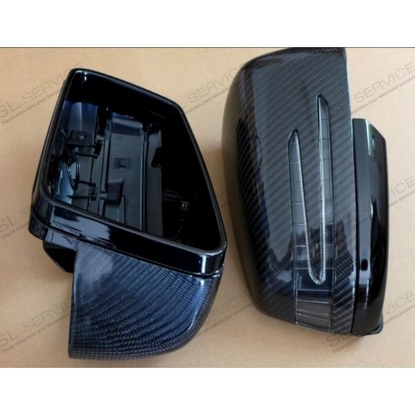 Coque de rétro CARBONE a/clignotant à LED CLS W219 av 2009